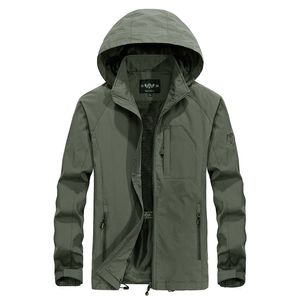 Plus Size 5XL Men's Waterproof Breathable Jacket Spring Autumn Thin Casual Overcoat Army Tactical Windbreaker Coats 211214