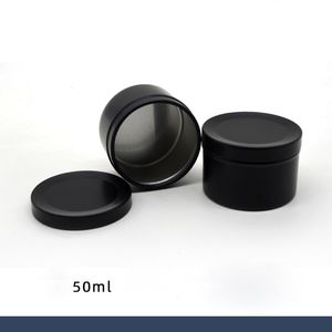 50ml Empty Scented Tea Packing Boxes Black Small Storage Cans Aluminum Round Coffee Container Tin Jar with Lid