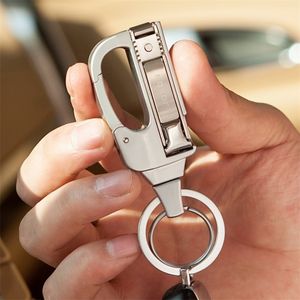 Jobon Men Key Chain Knife Multifunction Folding Clipper Car Chains Tool Metal Rings Holder High Quality Fathers Day Gift 220221
