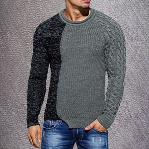 Design Verkauf Casual Herren Winter Warme gestrickte Tops Mode Patchwork Langarm Oansatz Pullover Für Männer Herbst Einfache Jumper Str