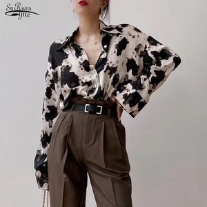 Cow Print Button Up Shirts Women Long Sleeve Blouse Korean Spring Clothes Chiffon Streetwear Plus Size Tops Blusas13486 210521