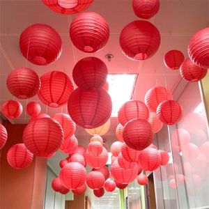 Hot PC Round Paper Lanterns Chinese Paper Ball Led Lampion For Wedding Party Event Birthday Ceremony Decoration Q0810