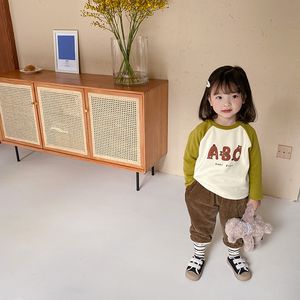 Winter girls mirco velvet cartoon raglan sleeve T shirts Boys cotton soft casual base Tops 210508