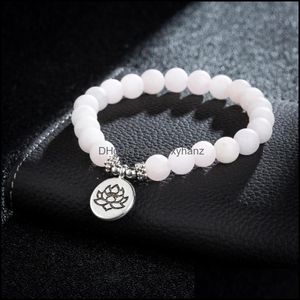 Jewelry Matte Stones Lotus Charm Stretch Bracelets Women Trendy Tree Of Life Om Meditated Chakra Yoga Beaded, Strands Drop Delivery 2021 Pjs