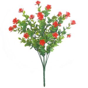 Ghirlande di fiori decorativi 7 teste Foglie di eucalipto Artificiale finto resistente ai raggi UV Nessuna dissolvenza Plastica finta Bouquet di rose Fiori secchi da giardino