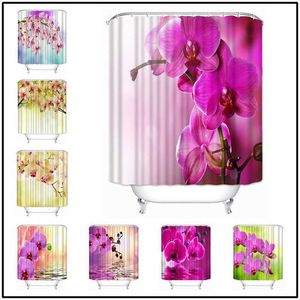 Musife Custom High Quality Orchid Flower Shower Curtain Waterproof Bathroom Polyester Fabric Bathroom Curtain 210609