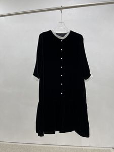 22 new silk velvet stand collar dress in early spring