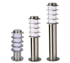 Lawn Lamps E27 Outdoor Pathway Pillar Light Stainless Steel Landscape Fence Bollard Light Villa Backyard Garden Patio Walkway