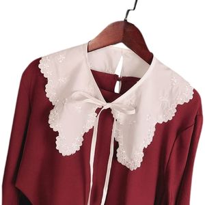 Frauen Aushöhlen Weiß Falsche Gefälschte Kragen Weibliche Casual Jacquard Floral Spitze Großen Schal Dekorative Halskette Kurze Poncho Capelet