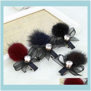 & Tools Productskorean Style Hair Aessories Mink Clip Fur Ball Zircon Bow Headdress1 Drop Delivery 2021 Xdlgf