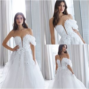 Elihav Sasson One Shoulder Wedding Dresses Bridal Gowns Beaded Lace Appliqued Boho Country Robes De Mariée