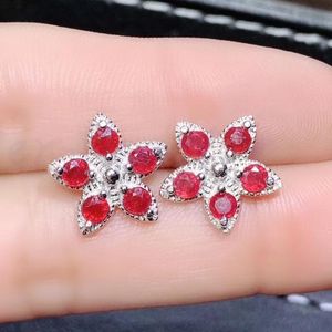 Stud per smycken Naturlig Real Ruby eller Sapphire Flower Earring 0.15ct * 10st ädelsten 925 Sterling Silver Fine J208113