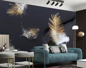 ソフトフェザーブラックシルク3D壁画壁紙リビングルームベッドルームキッチン家の装飾防水防汚壁紙クラシック壁紙
