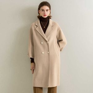 High-end dwustronny kaszmirowy wełniany długie płaszcz damski jesień moda elegancka odzież odzieżowa kobieta zima luźny płaszcz 210930