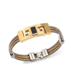 Armband Mode Smycken För Män Rostfritt Guld Bangle Titaniumsteel Armband Bracelets Läder Classic Smycken Q0717