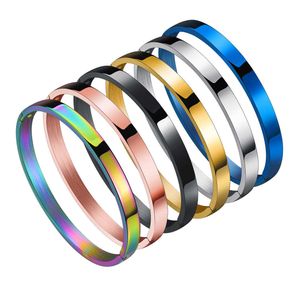 6mm Bracciale da donna semplice Bracciale in acciaio inossidabile Oro oro rosa Nero Blu Argento Colore Bracciale Braccialetto Gioielli con ciondoli Q0719