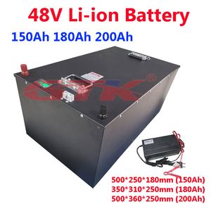 48V 150AH 200AH 180Ah Bateria recarregável de íons de lítio com BMS para RV Marine Carrinho de Golfe Boat Solar Storage + 20A carregador