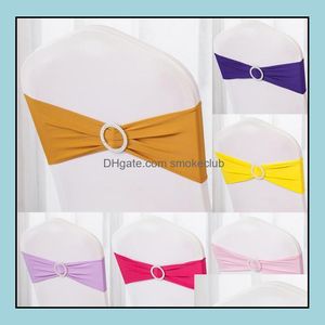 Party Decoration Event Leveranser Festlig Hem Trädgårdsstol Ers Sashes Band Elastic Ering Erings Bow Bowknot Round Buckle Fashion Tie Bands