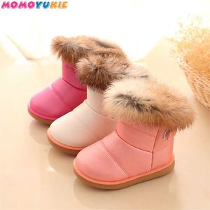 Children Warm Boots Boys Girls Winter Snow with Fur 1-6 Years Kids Soft Bottom Shoes 211227