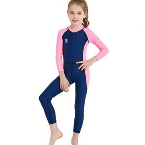 O novo neoprene de uma peça de neoprene mergulhar roupa de mergulho crianças para meninos meninas mantêm as mangas longas quentes swimwear