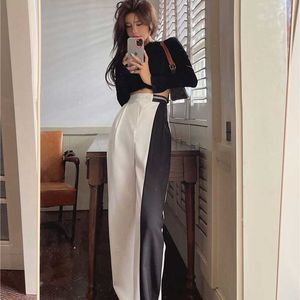 Women's pants black thin traf long high waist loose straight harajuku Women's pants fashion white casual y2k pants for women Q0801