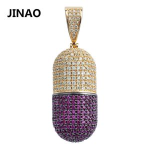 Jinao hip hop mode smycken piller halsband kan öppna kapslar hänge kubik zirkon koppar halsband isad avtagbar unisex x0707