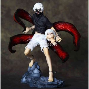 28cm Anime Tokyo Ghoul Figura Kaneki Ken Figura Geração de Dark Jin Muyan Figurine PVC Action Figure Modelo Curtible Toy X0526