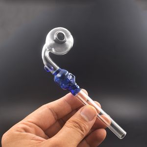 Tubo di fumo colorato curvo Grandi tubi di bruciatore di olio di vetro teschio Pyrex per tubi di acqua Dab Rigs Dhl Free