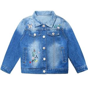 Chumhey High Quality Spring Girls Jackets Stretchy Denim OuterWear Girl Cardigan Jeans Coats Barnkläder Barnkläder 211011