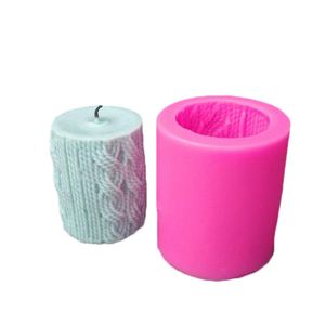 Candles 3D Knitting Wool Cylinder Silicone Candle Chocolate Mould Lines Shape DIY Mold Craft Tools Party Supply