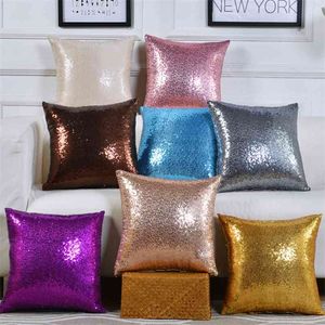 Glittrande Sequins Dekorativ kudde Guldkudde Bäddsoffa Living Room Cushing Cover Seat Cafe Home 45 x 45cm 210423