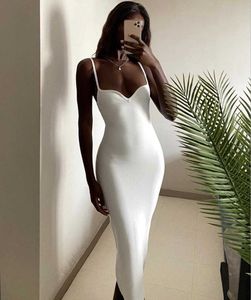 Chegada Mulheres Sexy Designer Midi Bandagem Branco Vestido Senhoras Encantador Na Moda Elegante Bodycon Party Vestido 210527