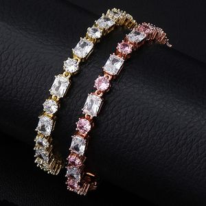 6mm Fashion Temperament Tennis Love Bracelets Jewelry Pink White AAA Cubic Zirconia Copper Round Square Gold Silver For Men Women Lovers Charm Bracelet Top Quality