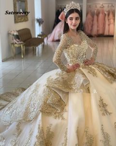 2022 champanhe frisado quinceanera vestidos rendas até appliqued manga longa princesa vestido de baile baile de formatura vestido de baile2930