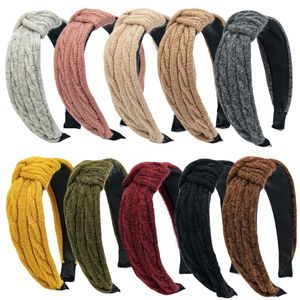 Cabelo de malha de lã aro de cor sólida cor de cabelo de inverno de inverno headband envergonhado de cabeça larga cabeça de cabeça aro para mulheres acessórios de cabelo