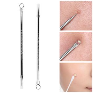 Silver Blackhead Comedone Acne Pimple Blemish Extractor Remover Rostfria nålar Ta bort verktyg Face Hudvård Pore Cleaner