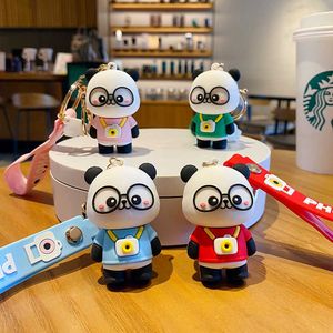 Cute Cartoon Camera Panda Brelok Keychain Silikonowe Okulary Panda Lalka Klucz Ring Kobiety Para Torba Urok Wisiorek Kluczowe Łańcuchy Gifts G1019