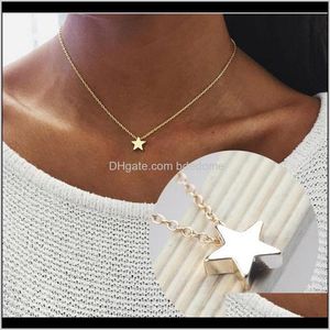 Necklaces & Pendants Jewelry Drop Delivery 2021 Pendnat Necklace Brrass Star And Moon Pendant Sier Gold Color Plated With Metal O Chain For W