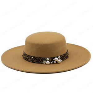 Kadın Yün Keçe Şapkalar Beyaz 9.5 cm Geniş Brim Kap Düğün Parti Kilisesi Fedora Şapka Disket Derby Fedoras