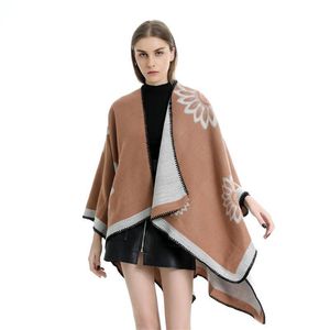 Nuovo design invernale caldo solido Poncho e mantelle per donna Scialli oversize Avvolge Cashmere Bufanda femminile