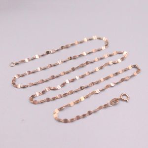 Chains Fine Solid 18K Rose Gold Chain Woman Luck Lip Shaped Link Necklace 17.7inch 2mmW 1.9-2.2g