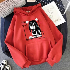 Mój bohater Academia Mężczyźni Kobieta Bluzy Jesień Śmieszne Anime Asui Tsuyu Pullover Hat Odzież Topy Y0804