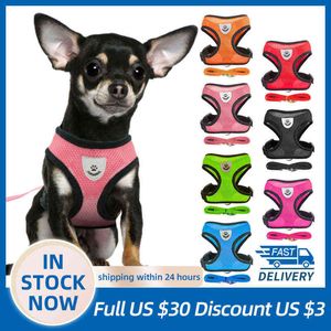 Vest Walking Lead Leash Cat Dog Adjustable Harness Puppy Dogs Collar Soft Breathable Polyester Mesh Harness For Small Medium Pet