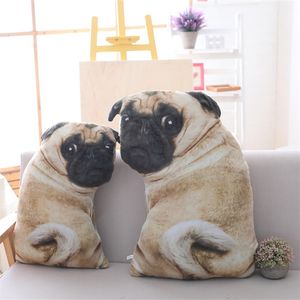 Drop 55 / 70cm 3d simulering hund plysch leksak kudde verklig livsdocka rolig pug napp 210728