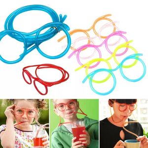 Boire des pailles drôles lunettes douces Soft Souples de fête de fête pour enfants Crazy DIY anniversaire fournitures