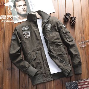 Ins Moda Kurtka Bomber Lot Kurtki Pilotowe Męskie 3 Kolory Casual Latający Płaszcze Z Długim Rękawem Slim Fit Ubrania Haft M-4XL