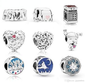 Gioielli di design Bracciale in argento 925 con ciondolo perline adatto a Pandora Love Heart Blu turchese Cryst Bracciali con diapositive Perline Charms in stile europeo Perline di Murano