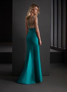 Elegant formal mermaid prom Evening Dresses wear Beads O Neck Half Sleeves Side Split Women Formal Prom Gowns cocktail Party Dress2846