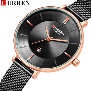 Curren Beautiful Women's Watch Thin Quartz Bangle Watch for Womens Fashion Stainless Steel Wristwatch Ladies Dress Clock Female Q0524