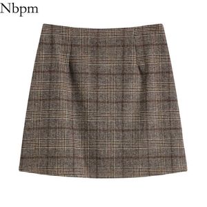 NBpm mulheres sexy moda com xadrez alta cintura plissada saias para meninas escritório senhora bottoms estilo formal a linha 210529